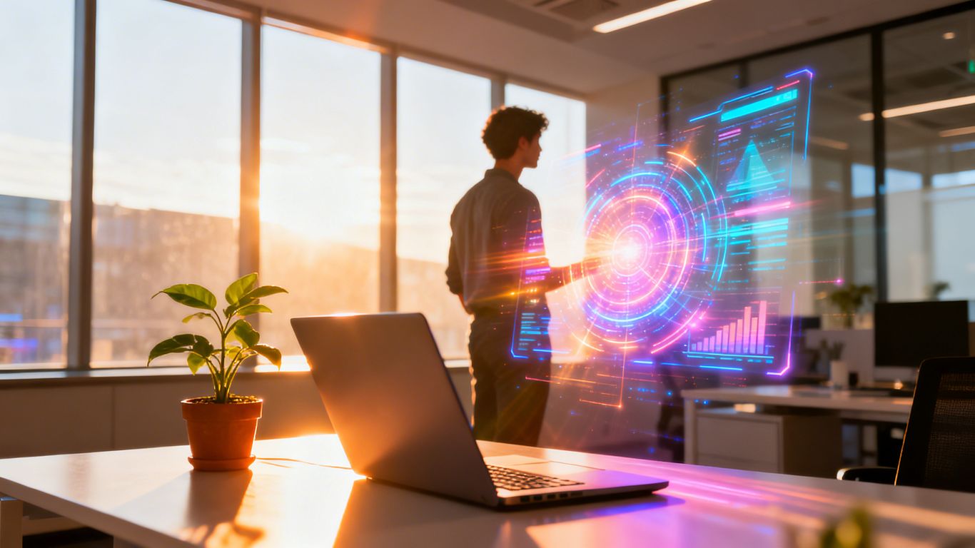 Small business owner boosting online visibility