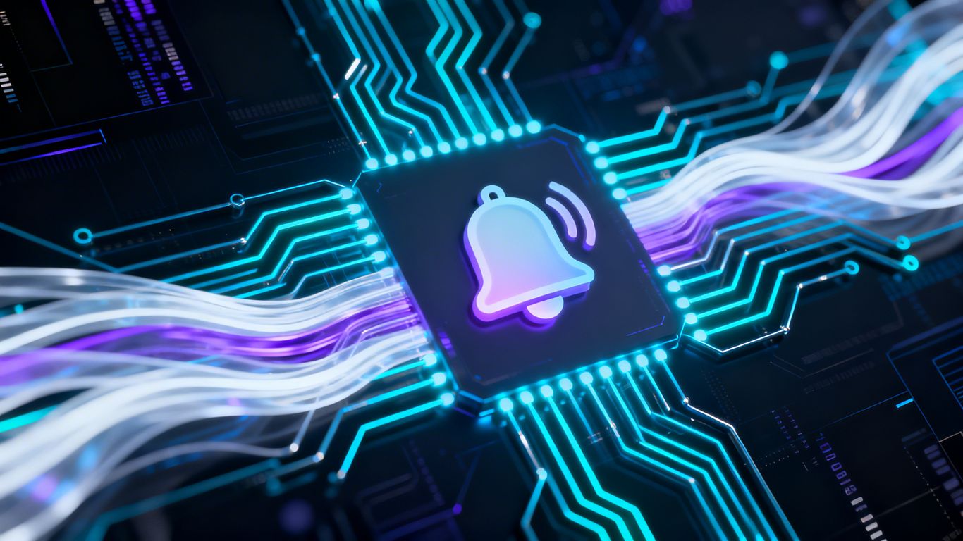 AI interface with notification icon for SEO blog posts.