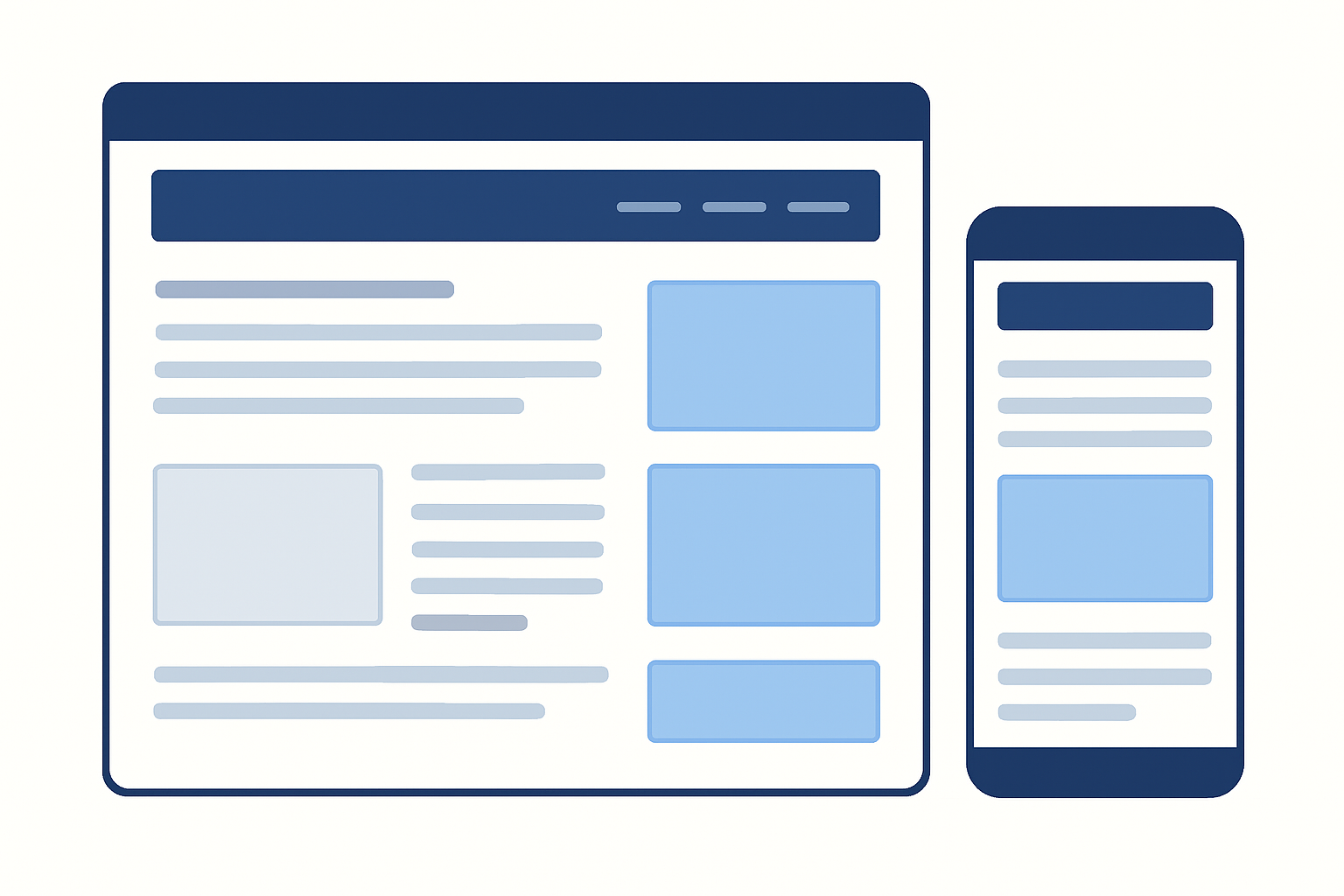 Desktop and mobile pages with clear content areas and reserved ad placements.
